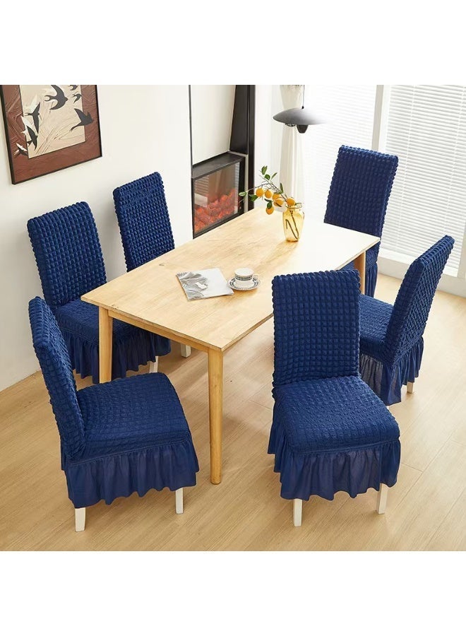 Dining room chair cover 2-piece set, elastic chair cover with skirt and detachable kitchen chair cover protective cover for home, party and wedding (blue, 2 pieces) - Image 4